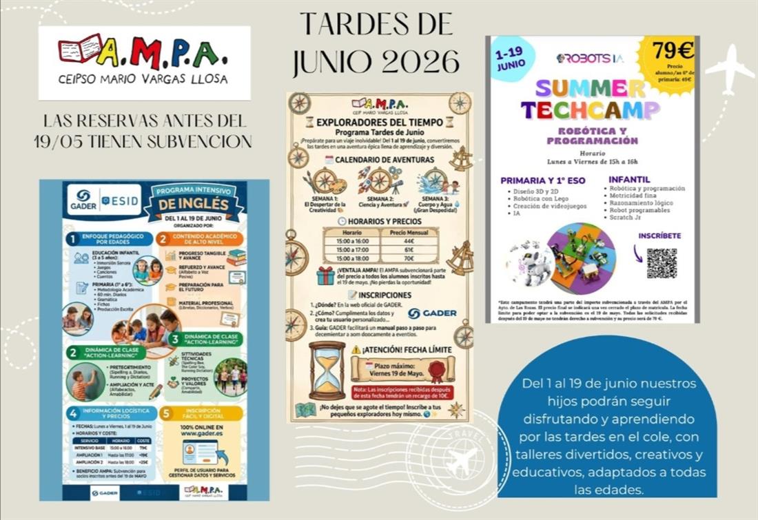 Actividades Tardes de Junio 2026