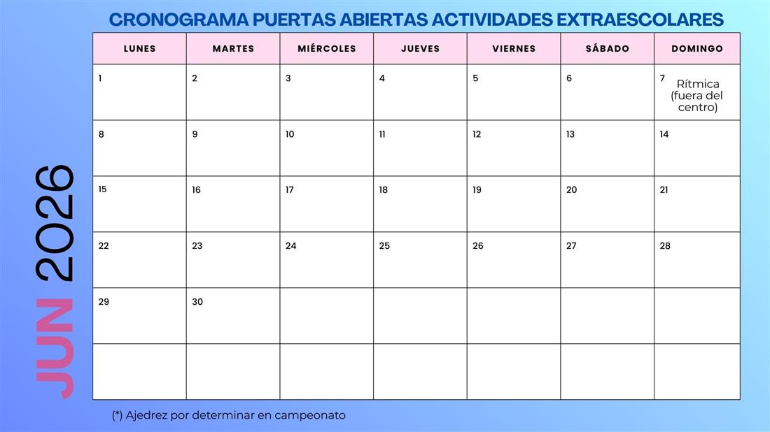 Cronograma Junio 2026